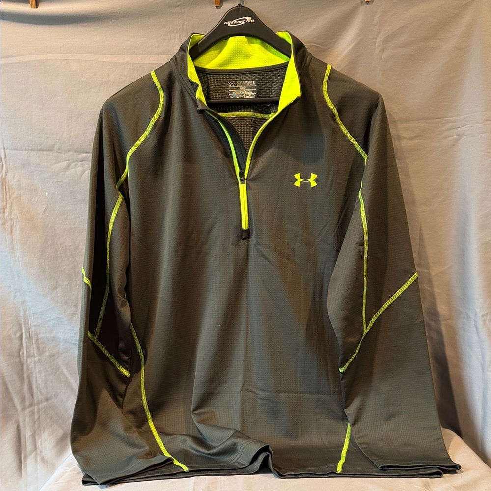 Under Armour Charcoal and Neon Lime Half-Zip Pullover